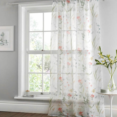 Spring Glade Slot Top Voile Curtain Panel