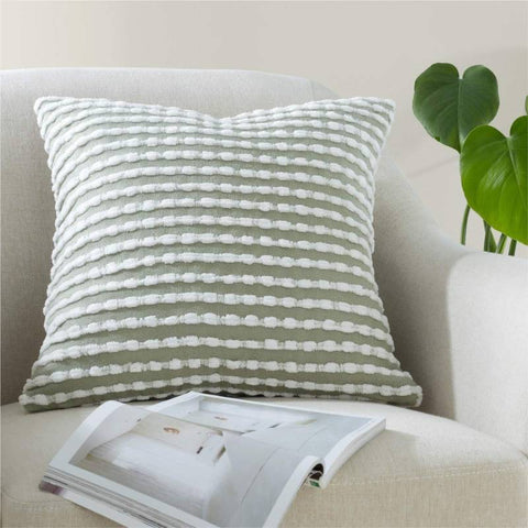 Stab Stitch Tufted Sage Green Cushion 