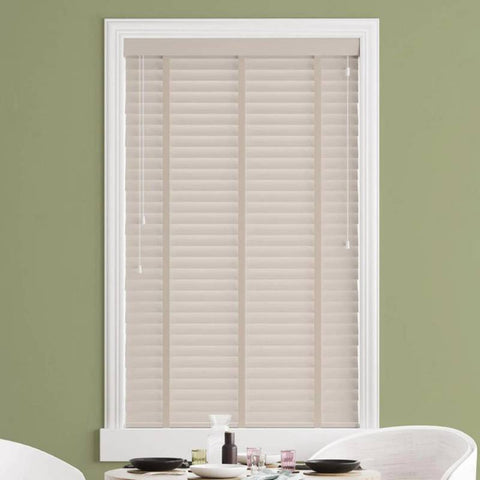 Starwood Mallow Made to Measure Wood Venetian Blind with Vapour Tapes