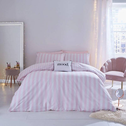 Stripe Tease White & Pink Duvet Cover Set