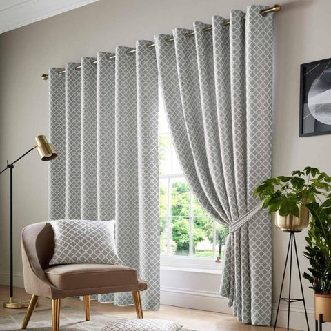 Cotswold Lined Eyelet Curtains Silver