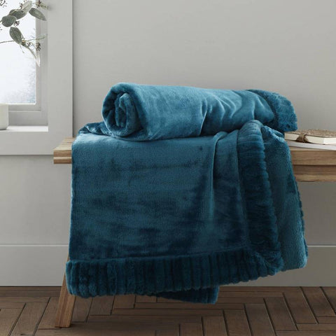 Velvet and Faux Fur Throw Teal