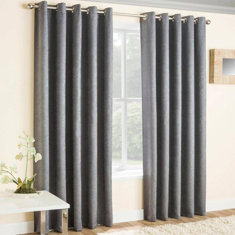 Vogue Thermal Lined Eyelet Curtains - Silver Grey