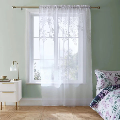 Wisteria Slot Top Voile Curtain Panel White