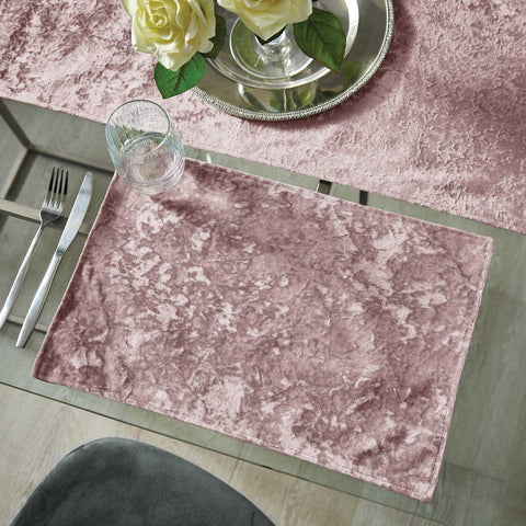 Crushed Velvet Pack of 2 Placemats Blush Pink