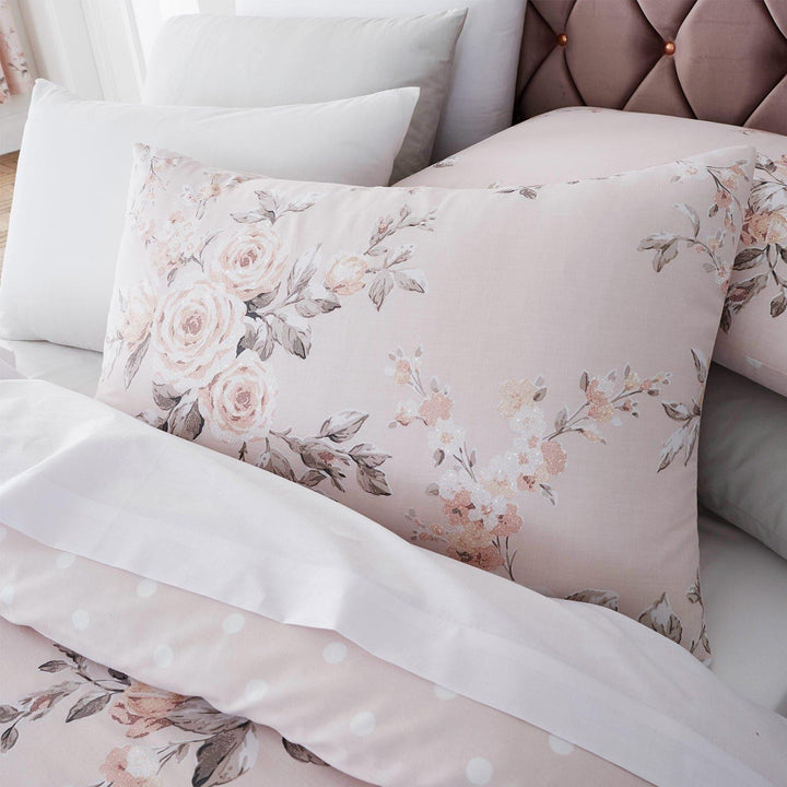 Canterbury Floral Sparkle Reversible Blush Pink Duvet Cover Set – Ideal