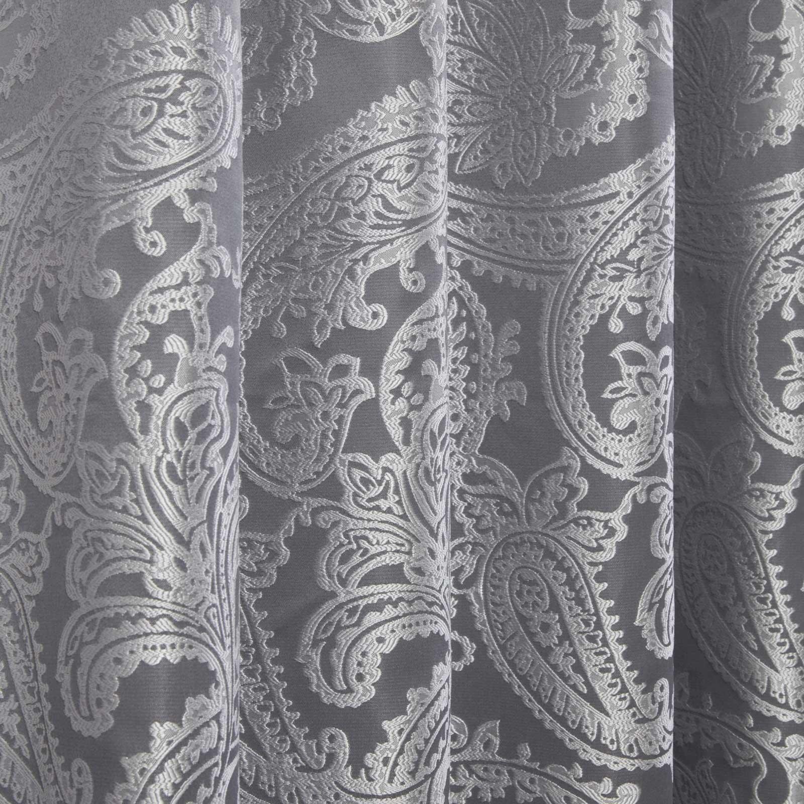 Duchess Paisley Jacquard Lined Tape Top Curtains Silver – Ideal
