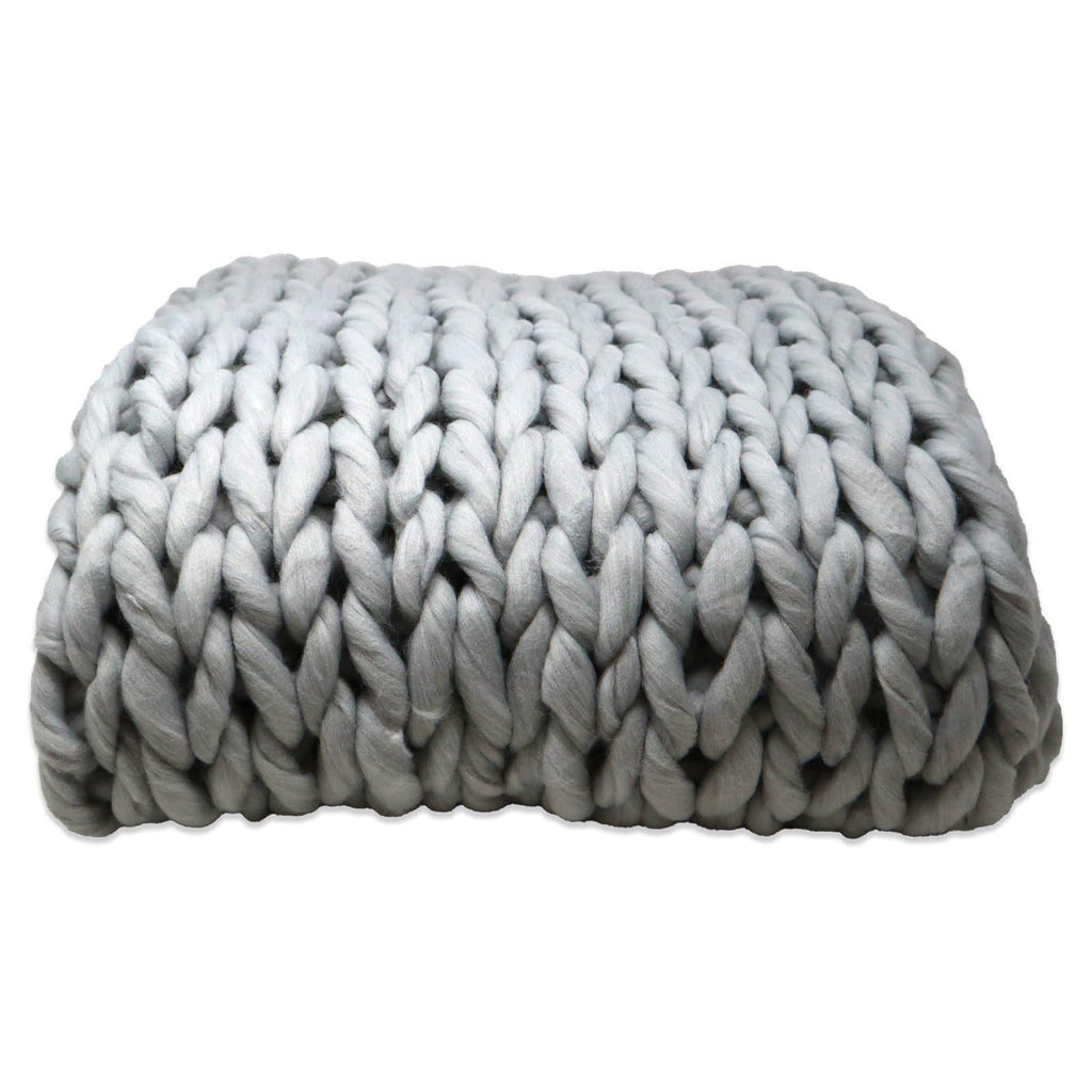 Chunky Cable Knit Grey Throws 125cm x 150cm - Ideal Textiles