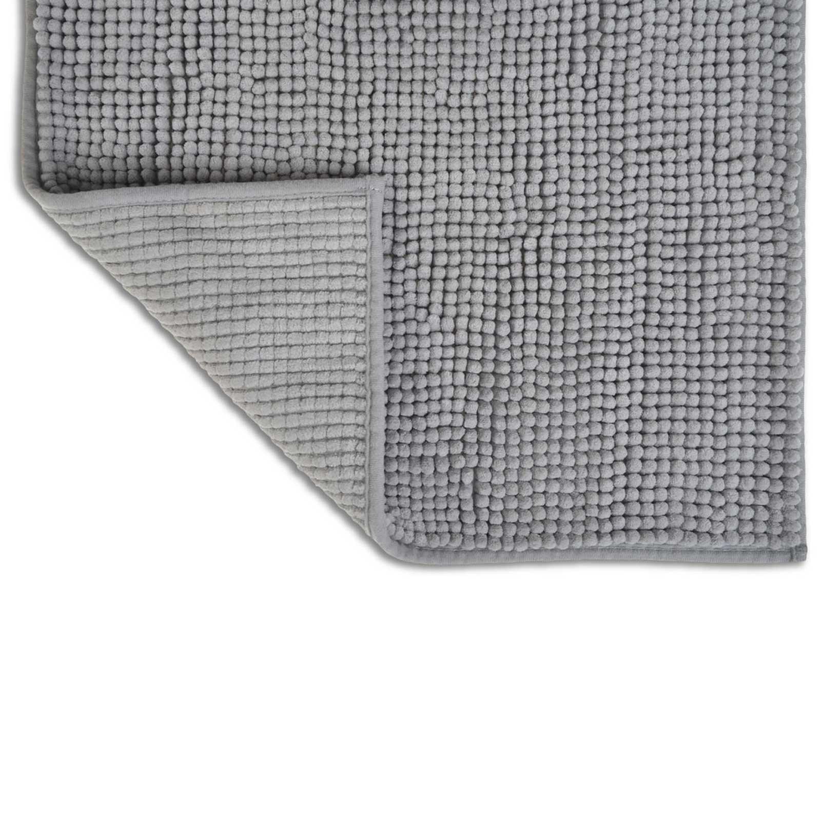 Supersoft Chenille Microfibre Non Slip Grey Bath Mats Ideal Textiles