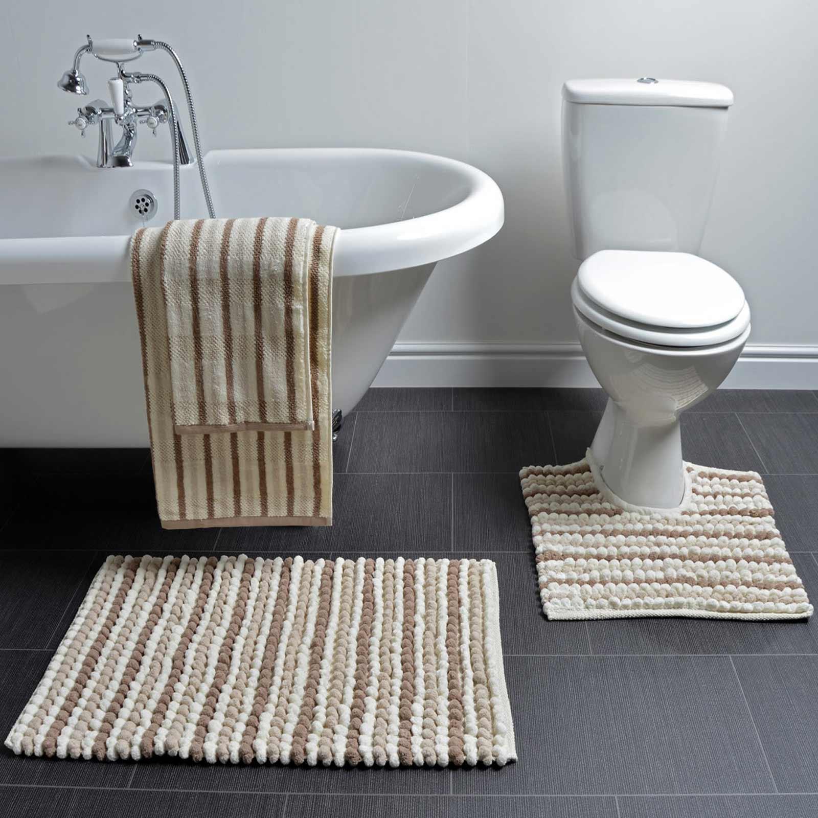 California Stripe Chunky Bobble Bath Mat Natural