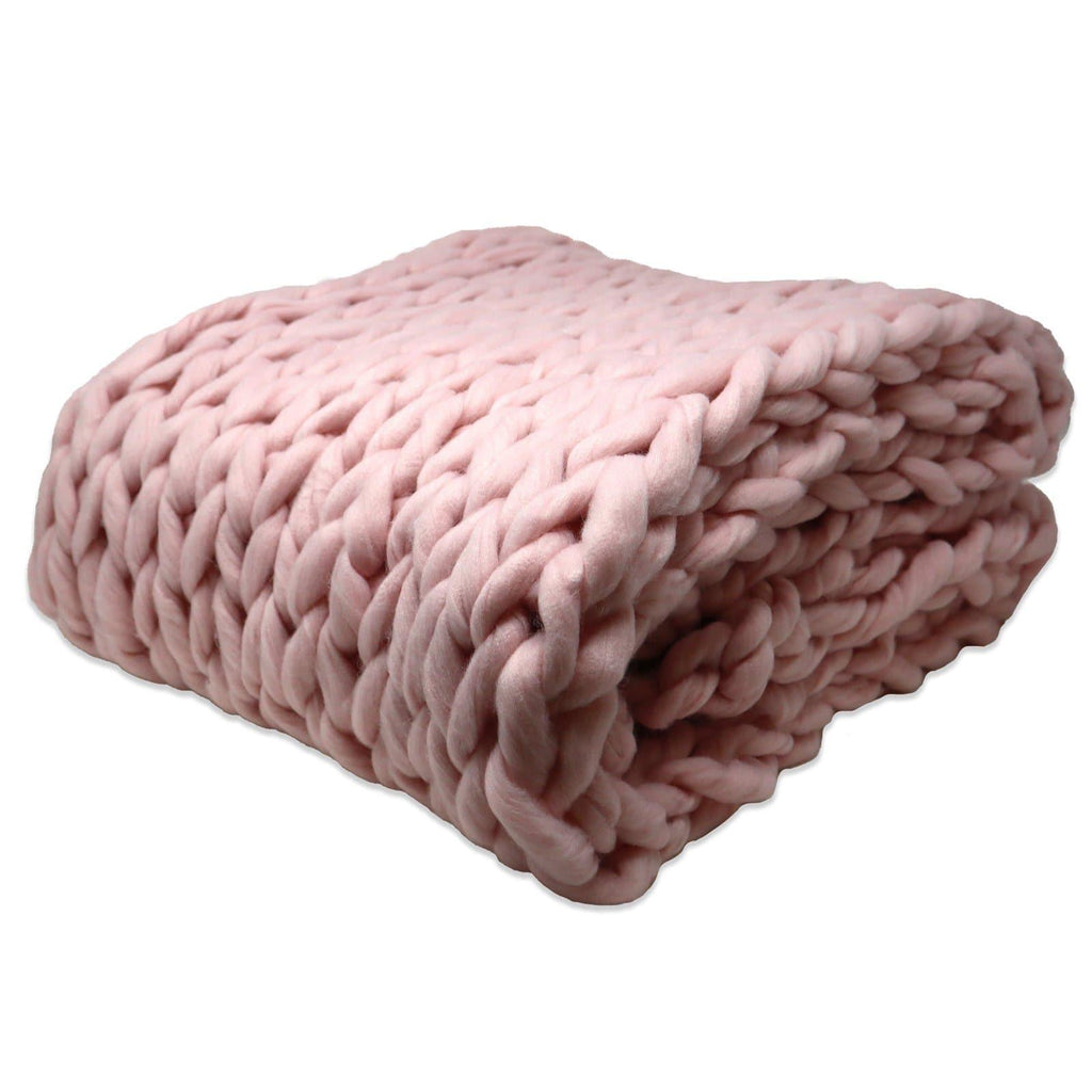 Chunky Cable Knit Blush Pink Throws 125cm x 150cm Ideal Textiles