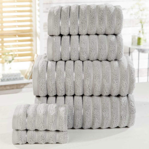 Ribbed Grey 6 Piece Towel Bale Set