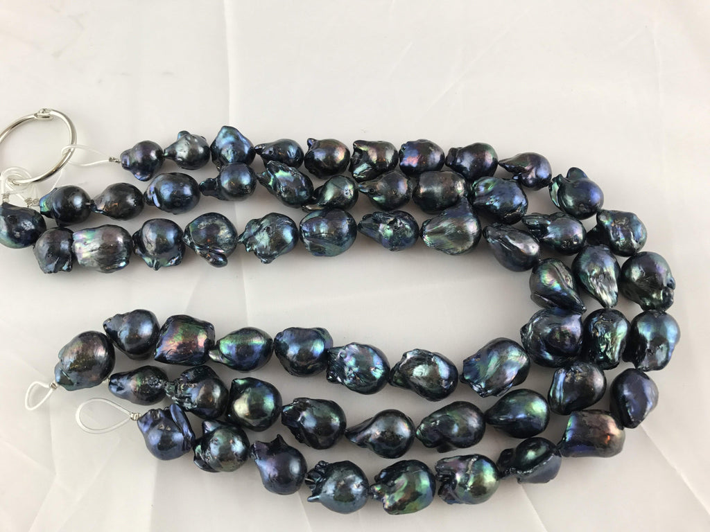 Strand Of Loose Baroque Pearls 15x25mm Peacock Blue – Pearl Rack