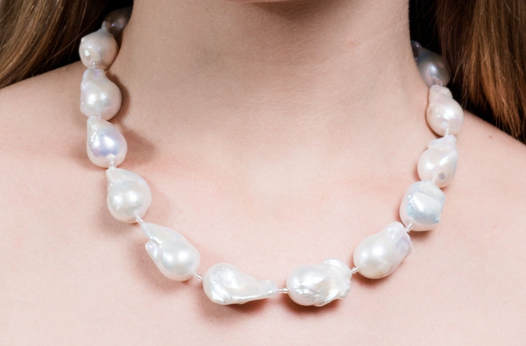 White Freshwater Baroque Pearl Necklace Pearl Rack