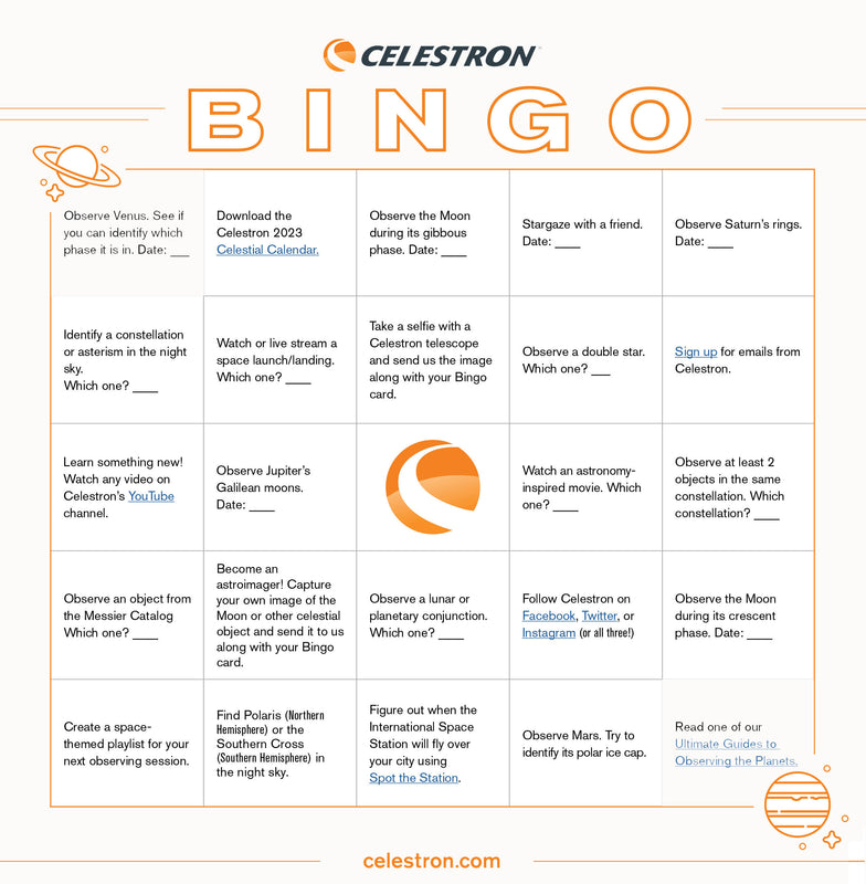 Celestron Bingo Card