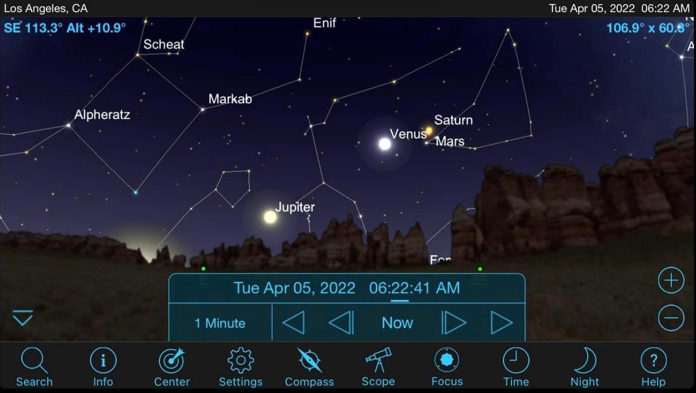 Conjunction of Mars and Saturn