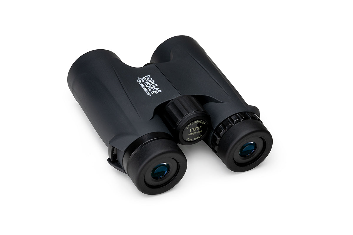 Popular Science by Celestron Outland X 10x32mm Roof Binocular with Smartphone Adapter and Bluetooth remote