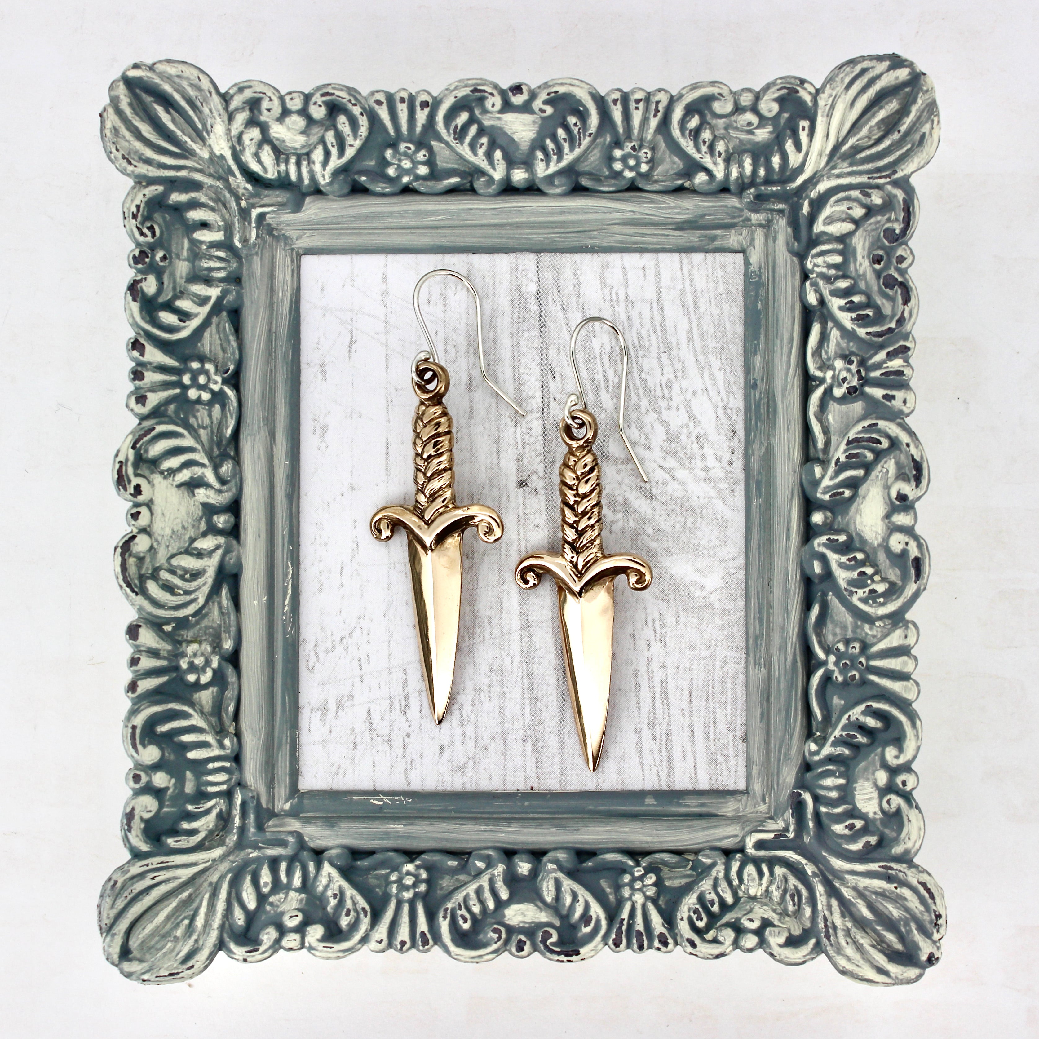 Dagger Earrings in Bronze