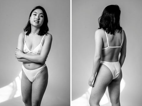 Black and White portraits of Model in White Underwear