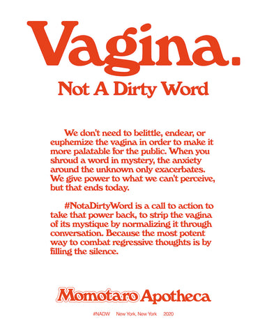 'Vagina is Not a Dirty Word' Informational Poster with Red Text