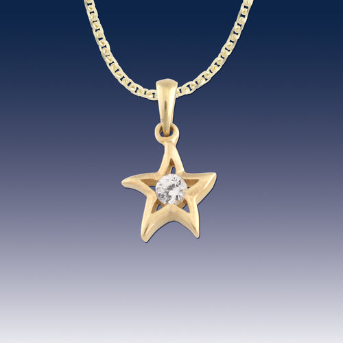 Fancy CZ Starfish Pendant in 14k Yellow Gold