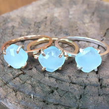 Load image into Gallery viewer, Aqua Chalcedony Cushion Cut Ring