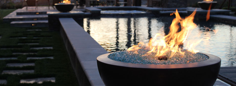 Fire Bowl with Starfire Glass 1/4" Broken Fire Glass