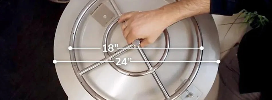 measurements on hot to determine a size of a fire pit burner pan with burner ring