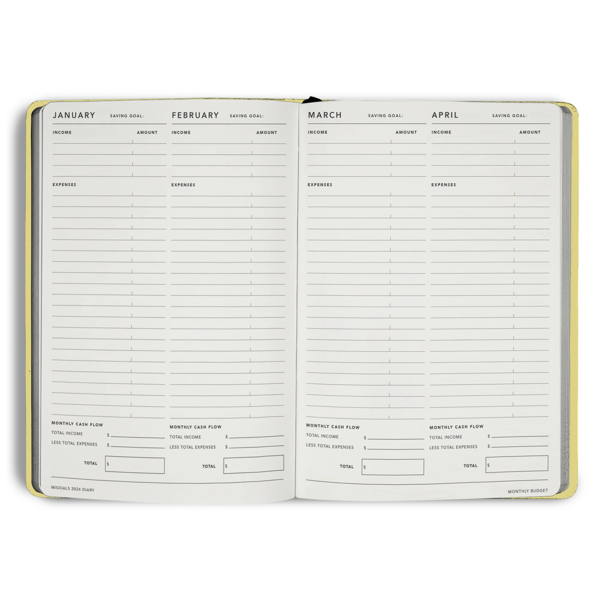 2025 Weekly Notes Diary A5 - Lemon