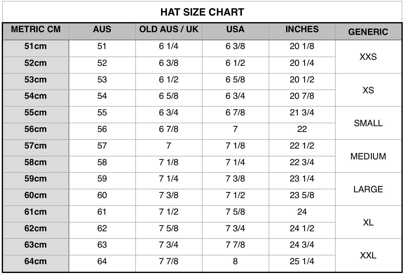 Size Chart