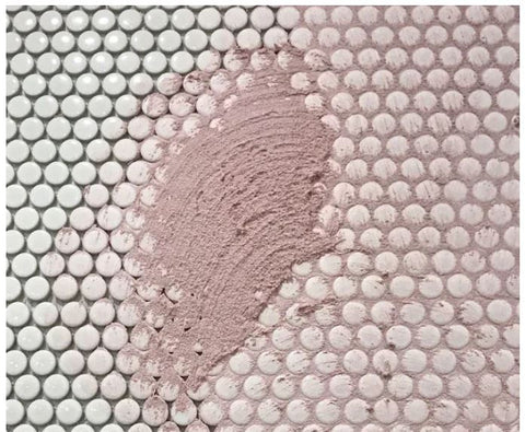 Pink Tile Grout with Penny Round Mosaic Tiles