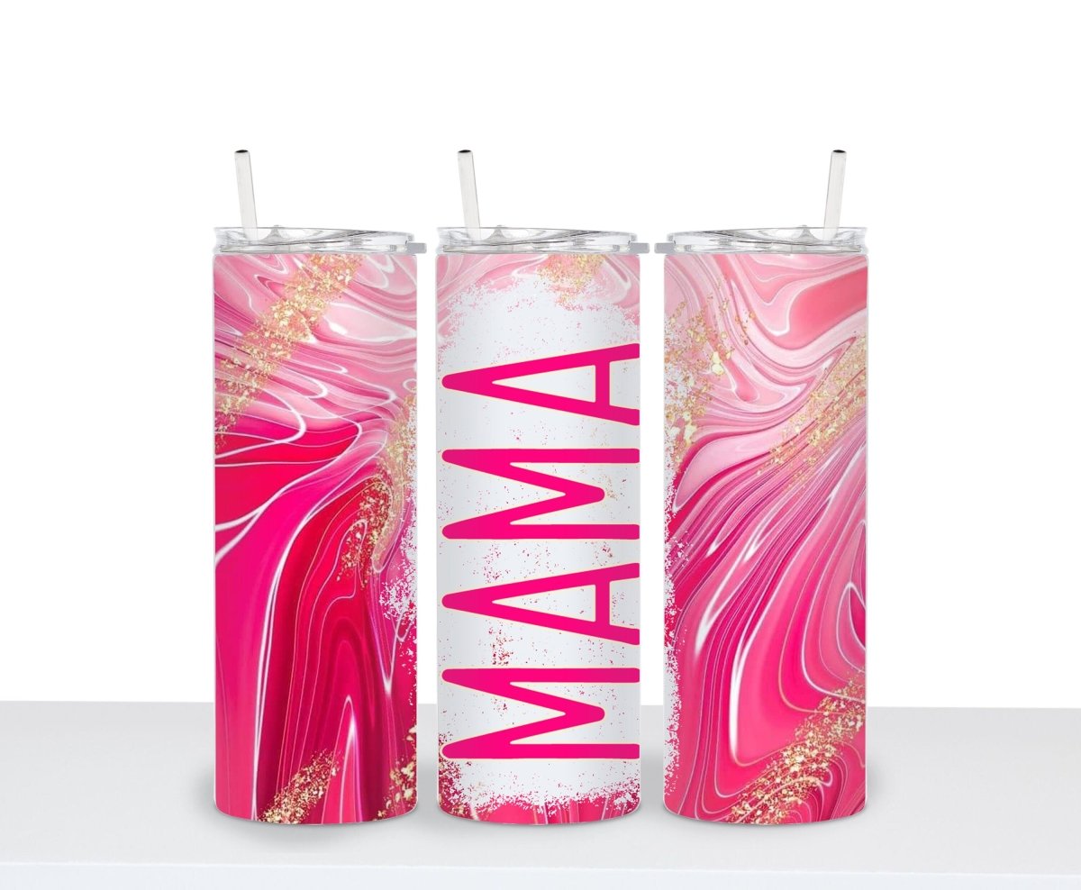 Mama Tumbler, with straw and lid, 20 oz skinny, Mom Gift, Glitter Tumb –  SweetTeez LLC