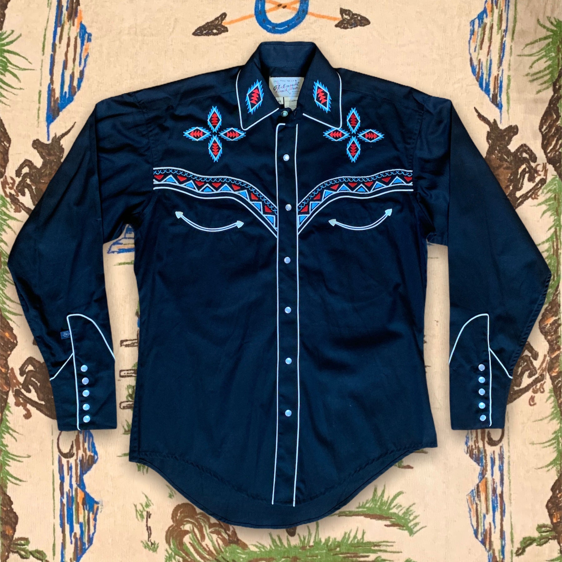 Rockmount Ranch Wear Western Shirt - Native Pattern Embroidery Black ...