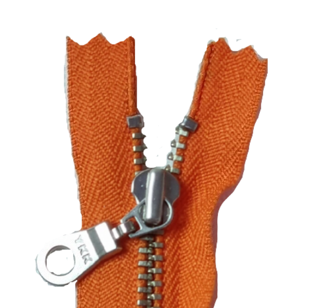 YKK Metal Zip Bright Orange with Silver Donut Pull - Colour 006