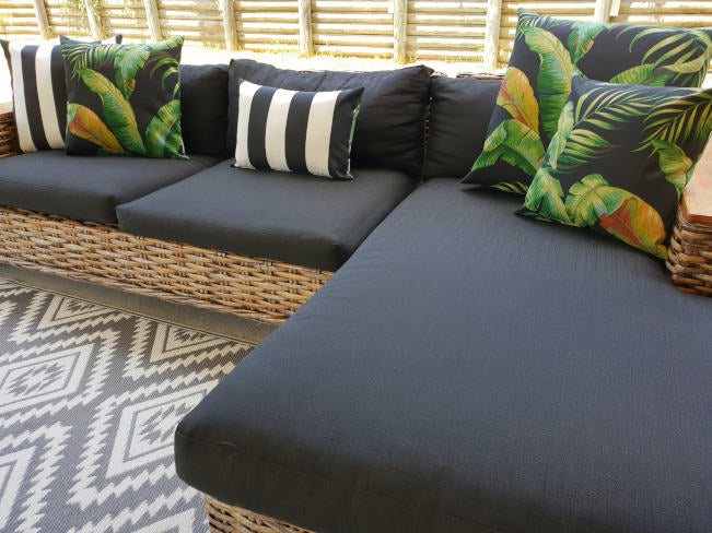 black stripe outdoor pillow