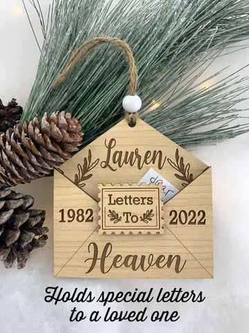 Letters to Heaven Memorial Holiday Ornament | Envelope Holds Letters | Remembering Loved One Personalized Gift 