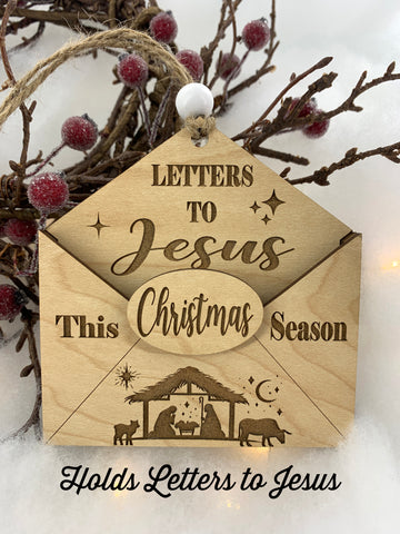 Kids Letter to Jesus Christmas Ornament Family Gifts | Envelope Holds Letters | Holiday Keepsake | 2023 Christmas Tree Gift 