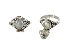 Ring for Ashes "Moonstone" Cremation Sterling Silver Urn Jewelry by Weathered Raindrop