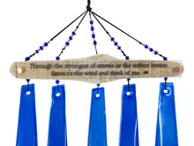 Memorial Custom Whitewash Driftwood Wind Chime Sun Catcher in Cobalt Blue Sympathy Gift by Weathered Raindrop