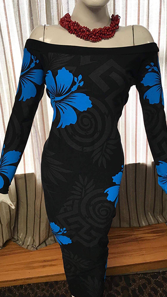 Leilani Dress- Metalic Black & Blue Print – Letasi Ltd