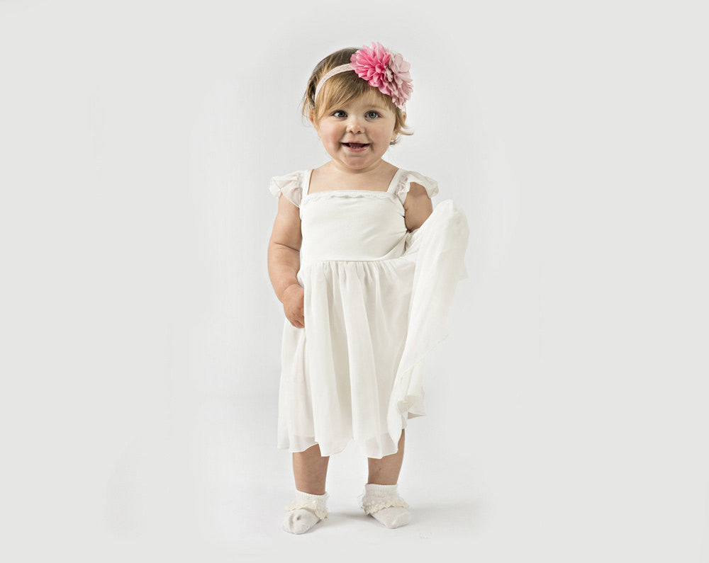 white baby flower girl dress