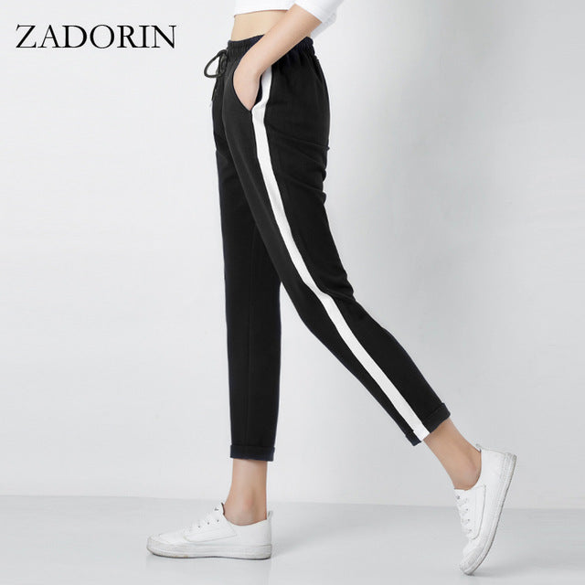 leather stripe pants