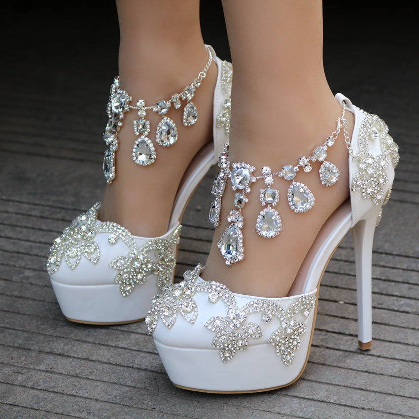 rhinestone wedge shoes