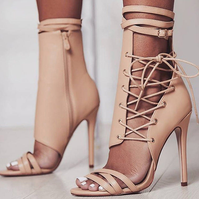 thin lace up heels