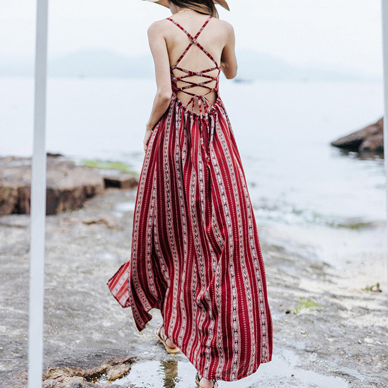backless summer maxi dress
