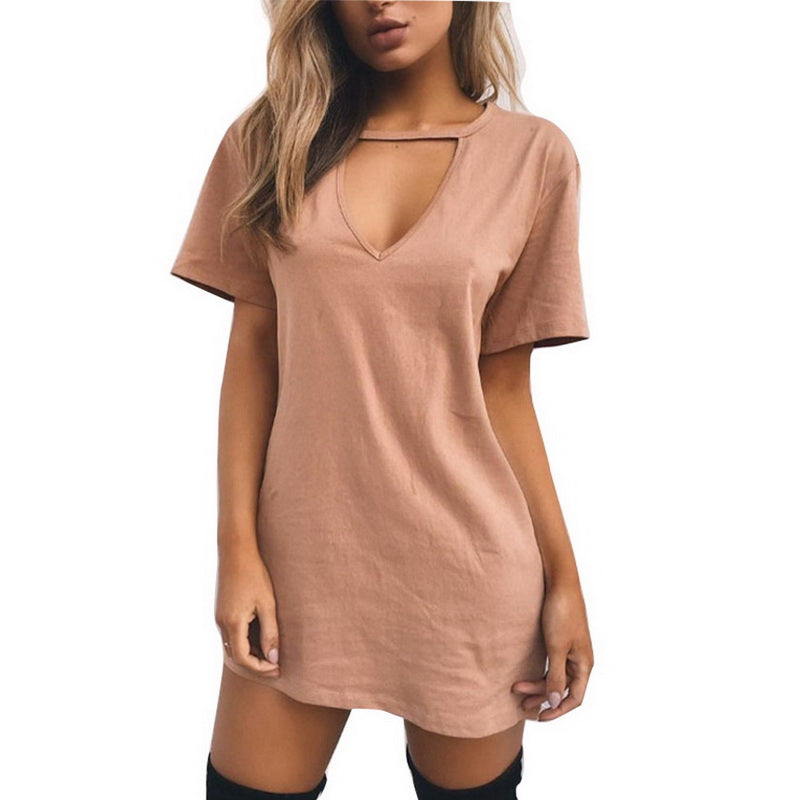 LASPERAL V Neck Cotton Summer Dresses 