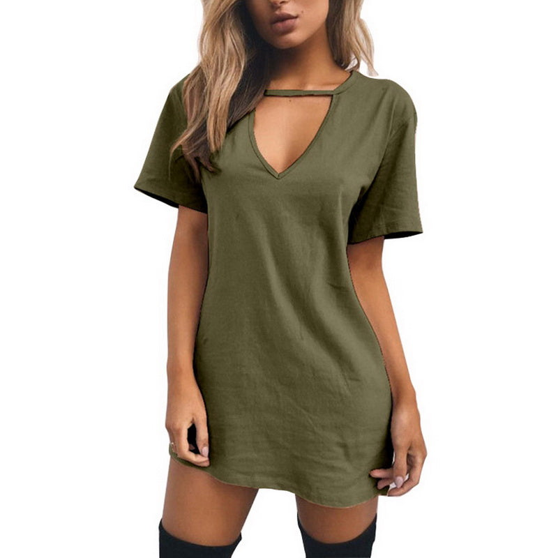 v neck casual dress