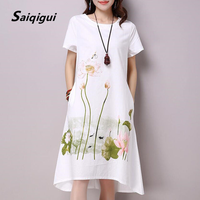 short white linen dress