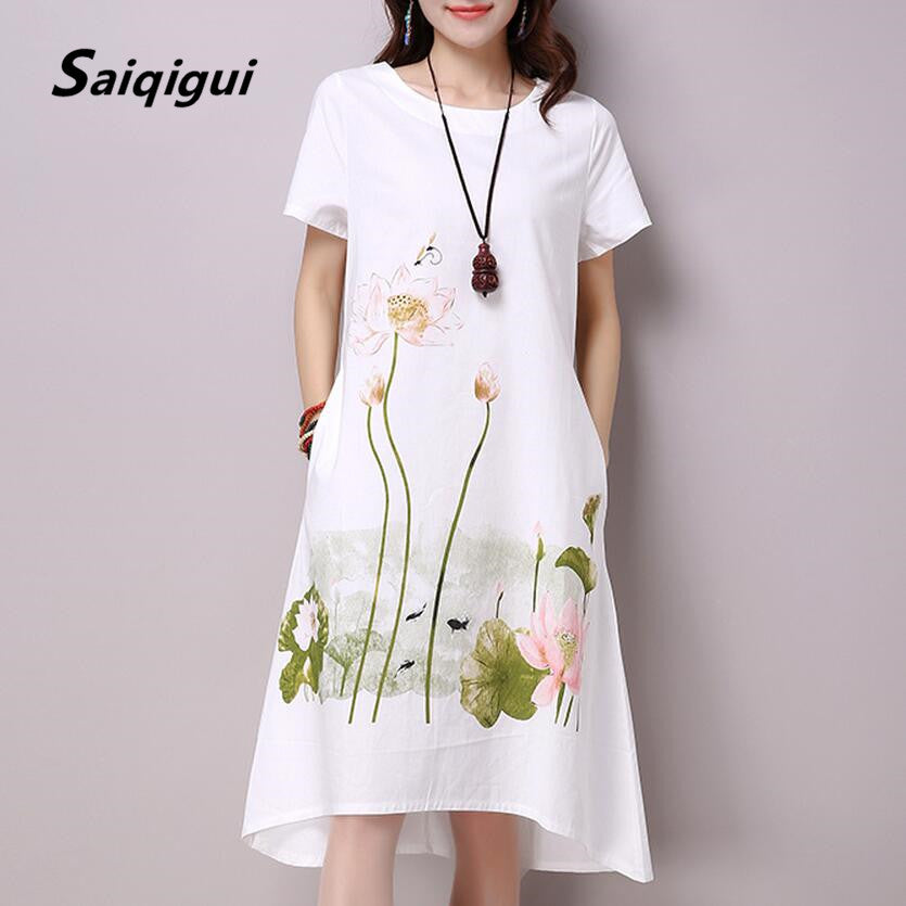 casual white linen dress