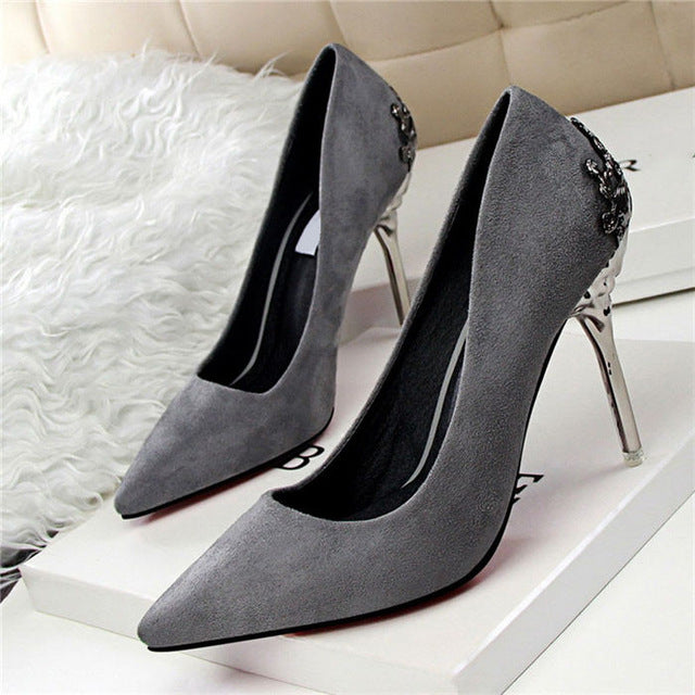 gray high heels for wedding